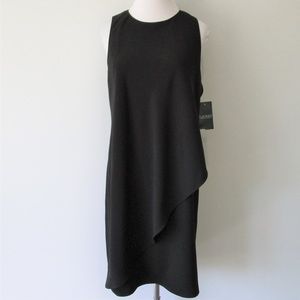 NWT LRL Black Wrap Ruffle Sheath Midi Dress LBD 2